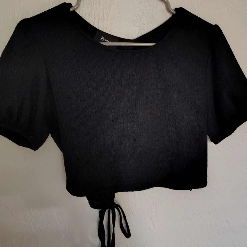 Bwear Black Tie Front Or Back Crop Top